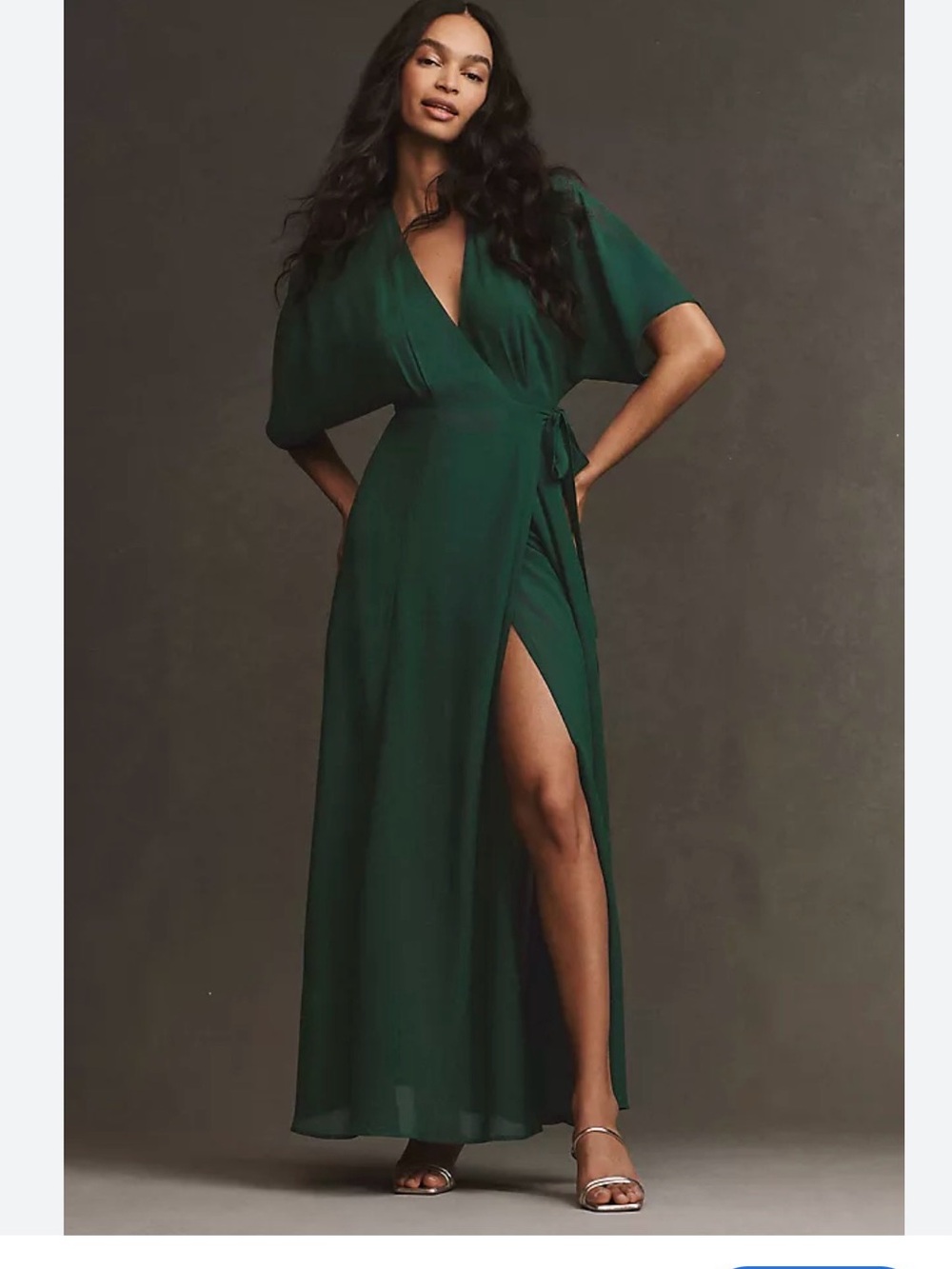 NWT Reformation Winslow Elegant Emerald Green Wrap Maxi Dress, xs